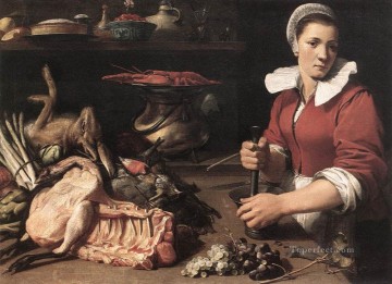 Classic Still Life Painting - Cook With Food still life Frans Snyders